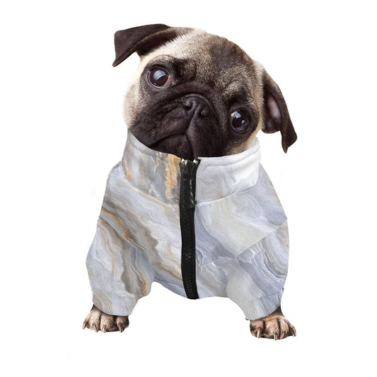 Grey Marble Print Dog Zip Up Jacket
