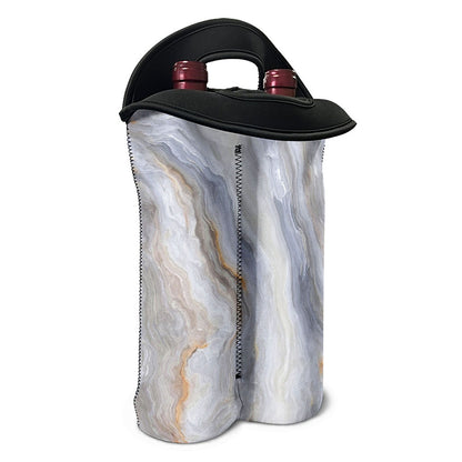Grey Marble Print Double Neoprene Wine Tote