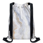 Grey Marble Print Drawstring Backpack