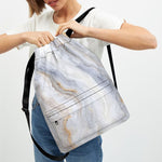 Grey Marble Print Drawstring Backpack
