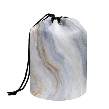 Grey Marble Print Drawstring Makeup Bag
