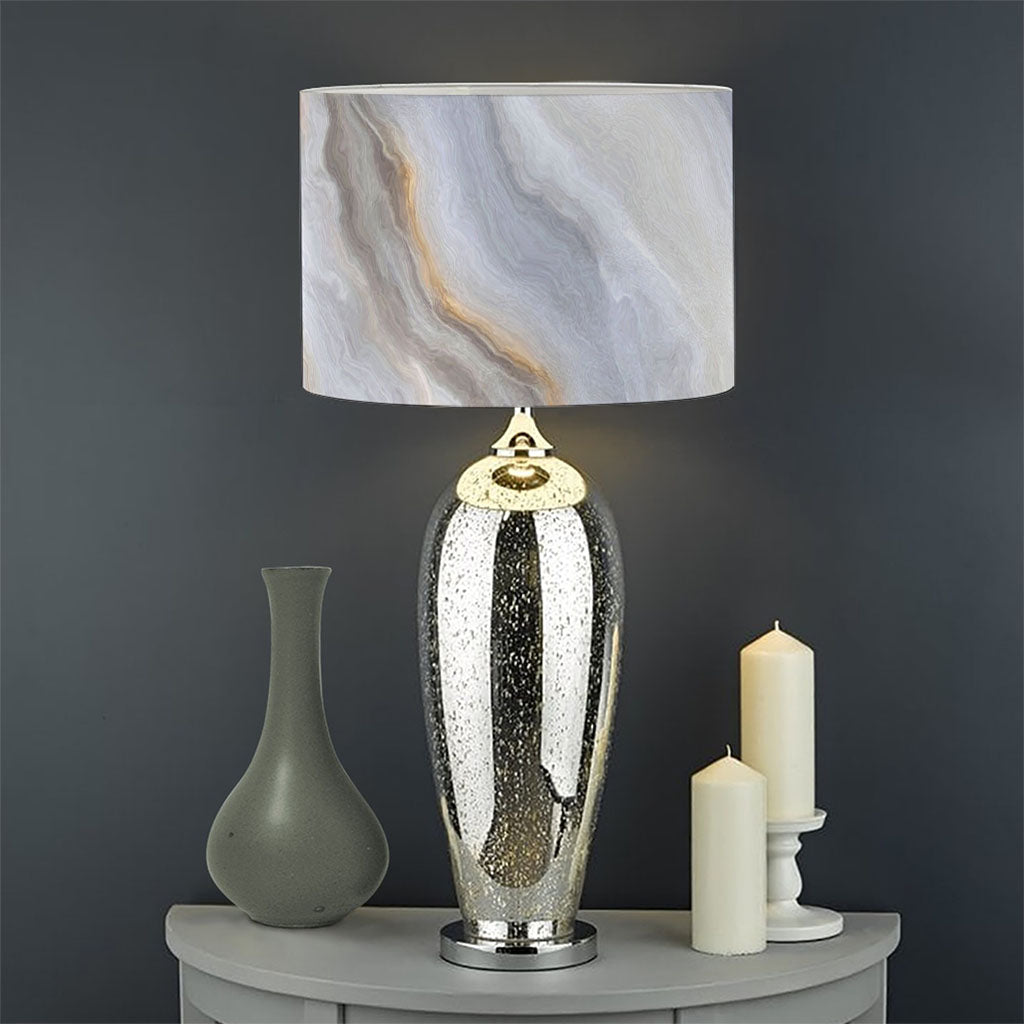 Grey Marble Print Drum Lamp Shade