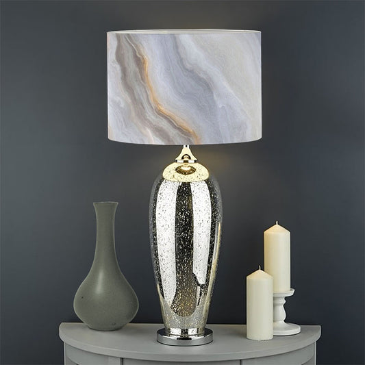Grey Marble Print Drum Lamp Shade