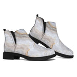 Grey Marble Print Flat Ankle Boots