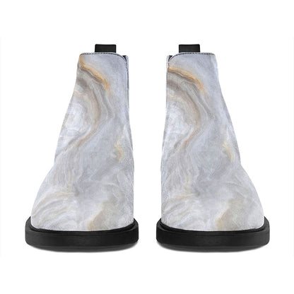 Grey Marble Print Flat Ankle Boots