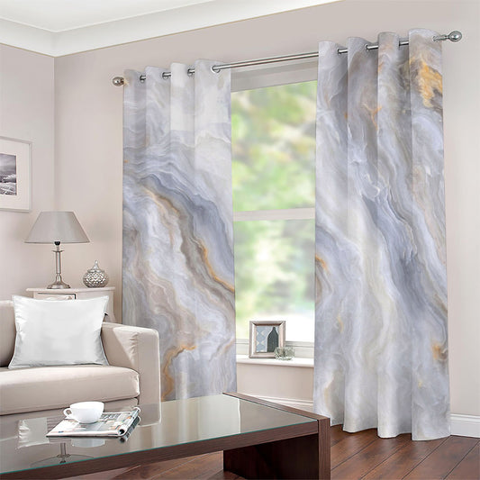 Grey Marble Print Grommet Curtains