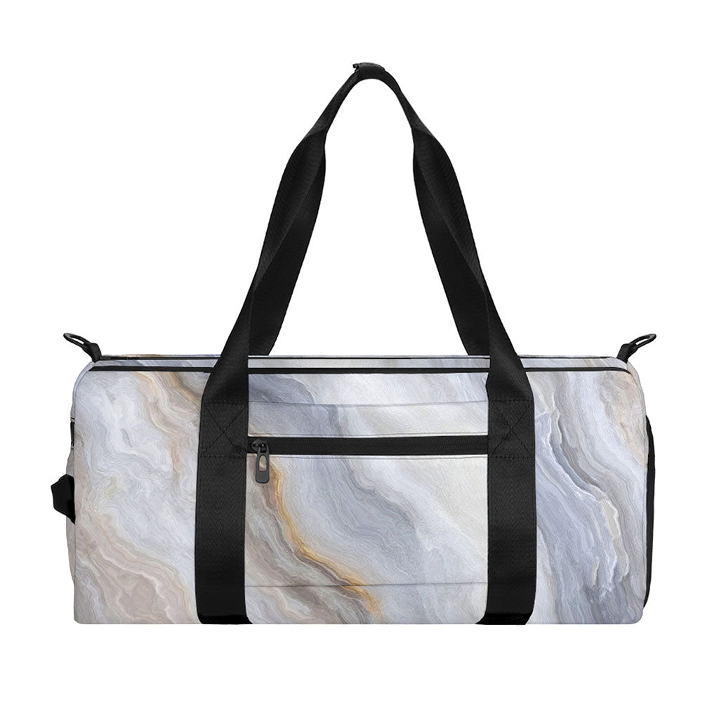 Grey Marble Print Gym Bag