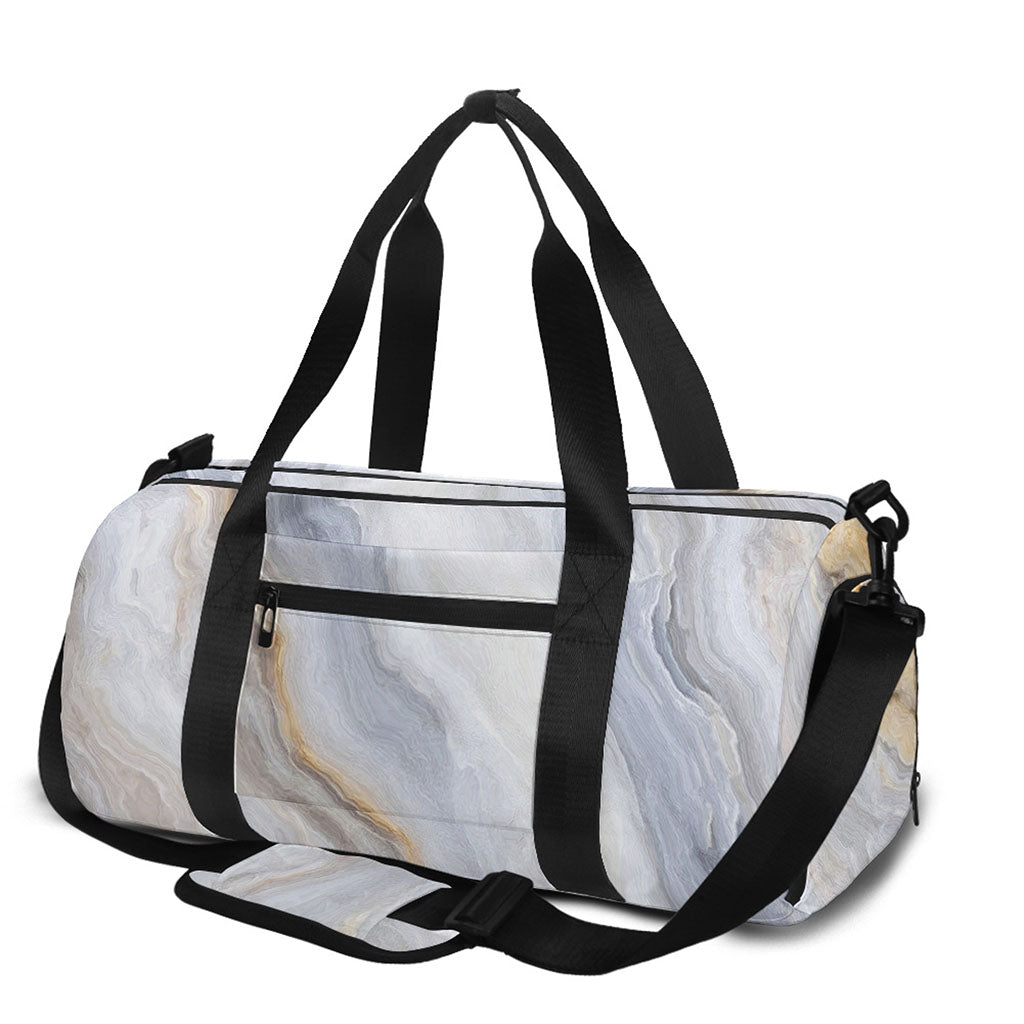 Grey Marble Print Gym Bag