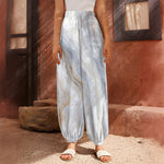 Grey Marble Print Harem Pants