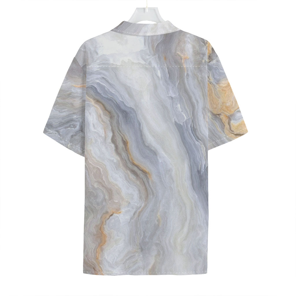 Grey Marble Print Hawaiian Shirt