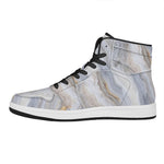 Grey Marble Print High Top Leather Sneakers