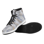 Grey Marble Print High Top Leather Sneakers