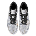 Grey Marble Print High Top Leather Sneakers