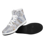 Grey Marble Print High Top Leather Sneakers