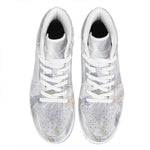 Grey Marble Print High Top Leather Sneakers