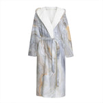 Grey Marble Print Hooded Bathrobe