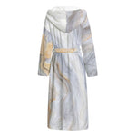 Grey Marble Print Hooded Bathrobe