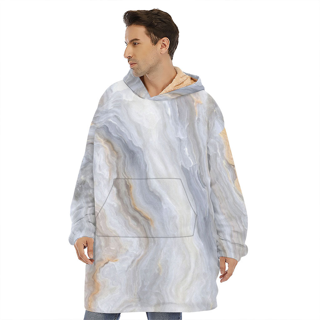 Grey Marble Print Hoodie Blanket