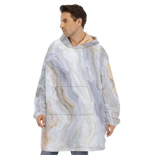 Grey Marble Print Hoodie Blanket