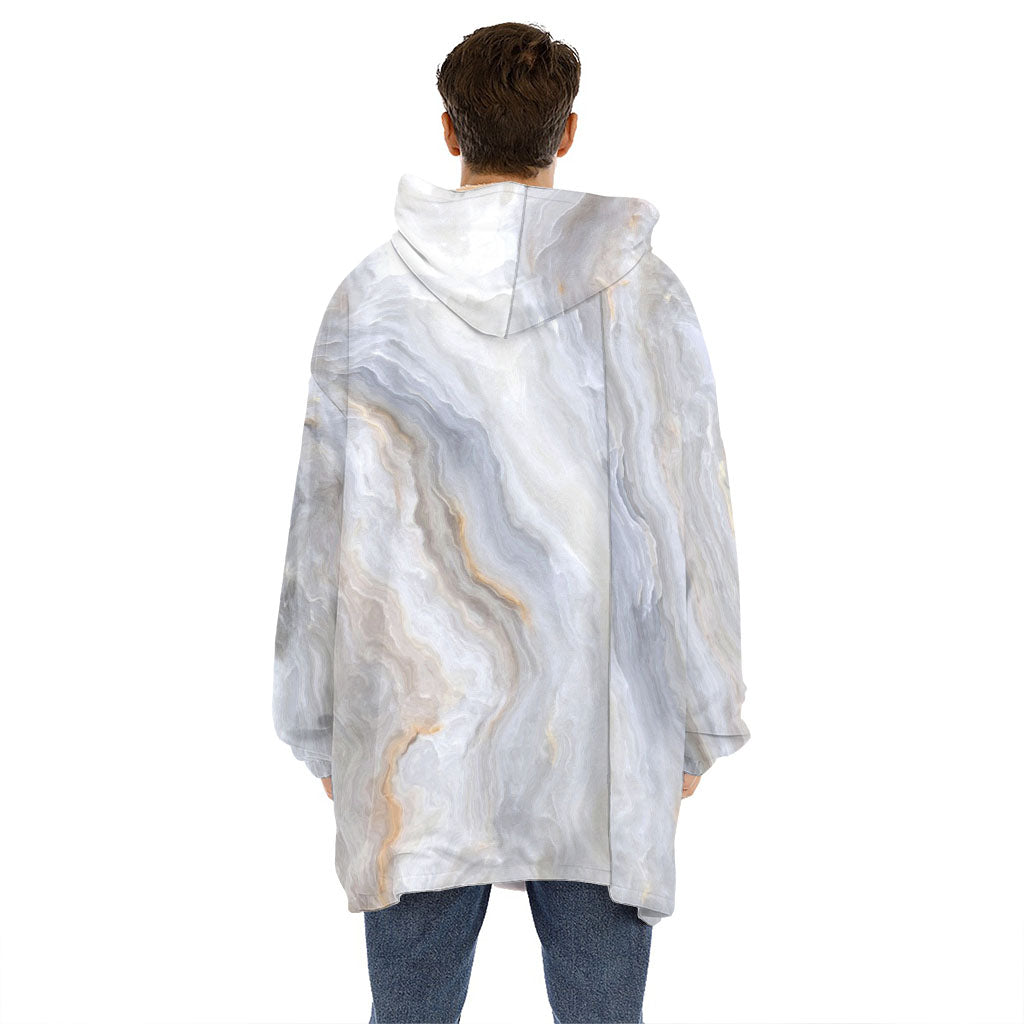 Grey Marble Print Hoodie Blanket