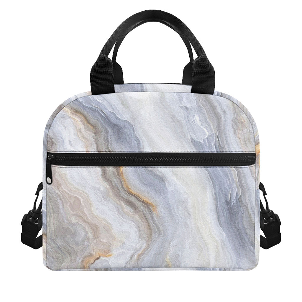 Grey Marble Print Insulated Lunch Bag