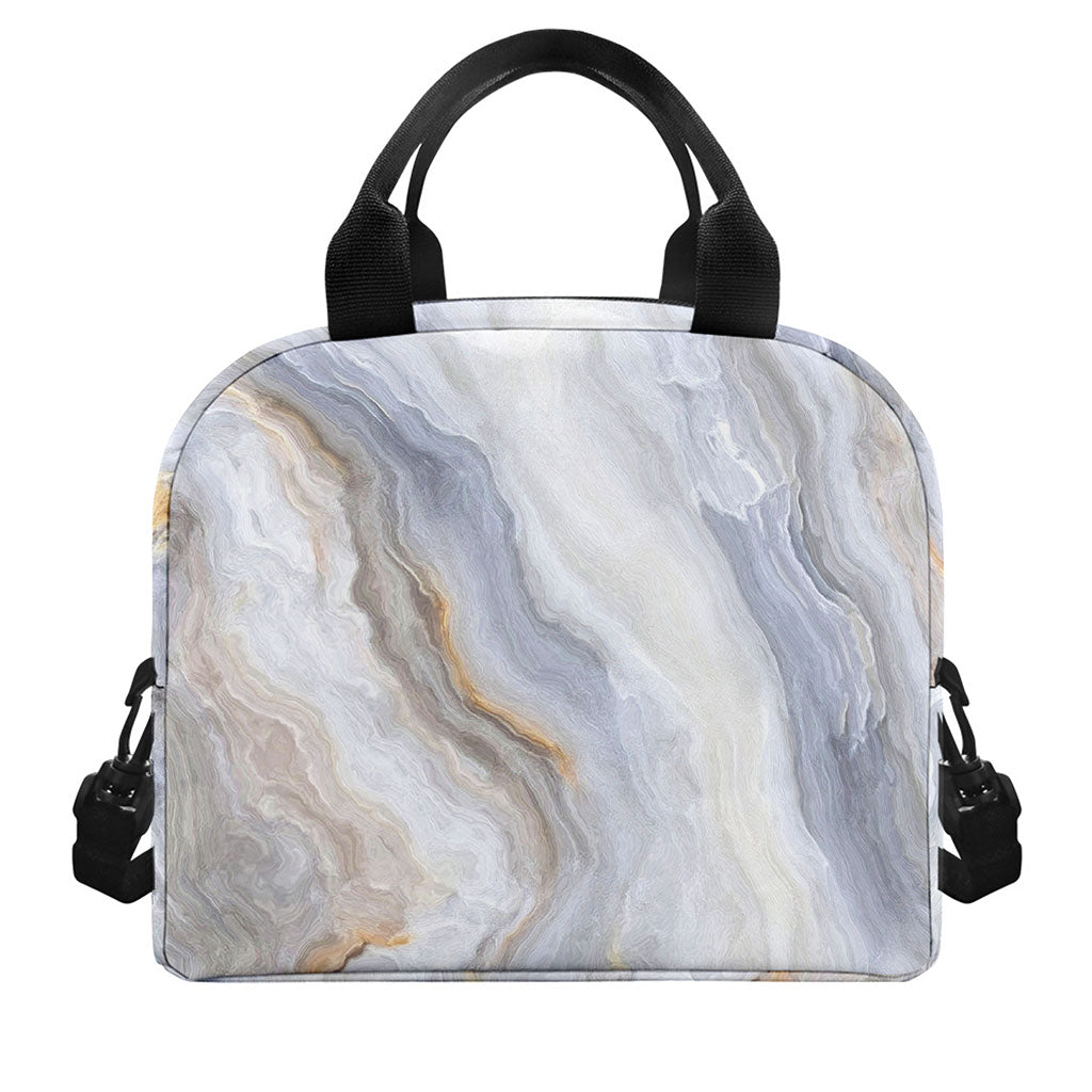 Grey Marble Print Insulated Lunch Bag