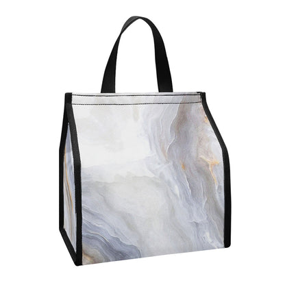 Grey Marble Print Insulated Lunch Tote