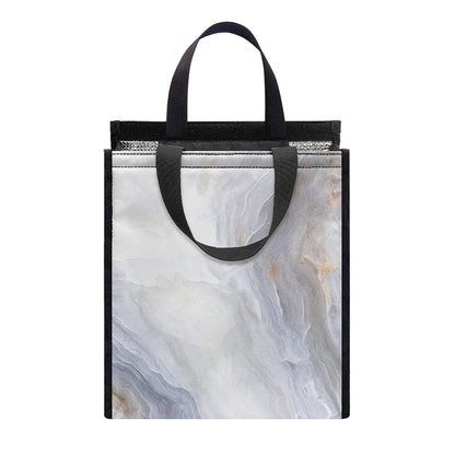 Grey Marble Print Insulated Lunch Tote