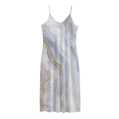 Grey Marble Print Jersey Midi Cami Dress