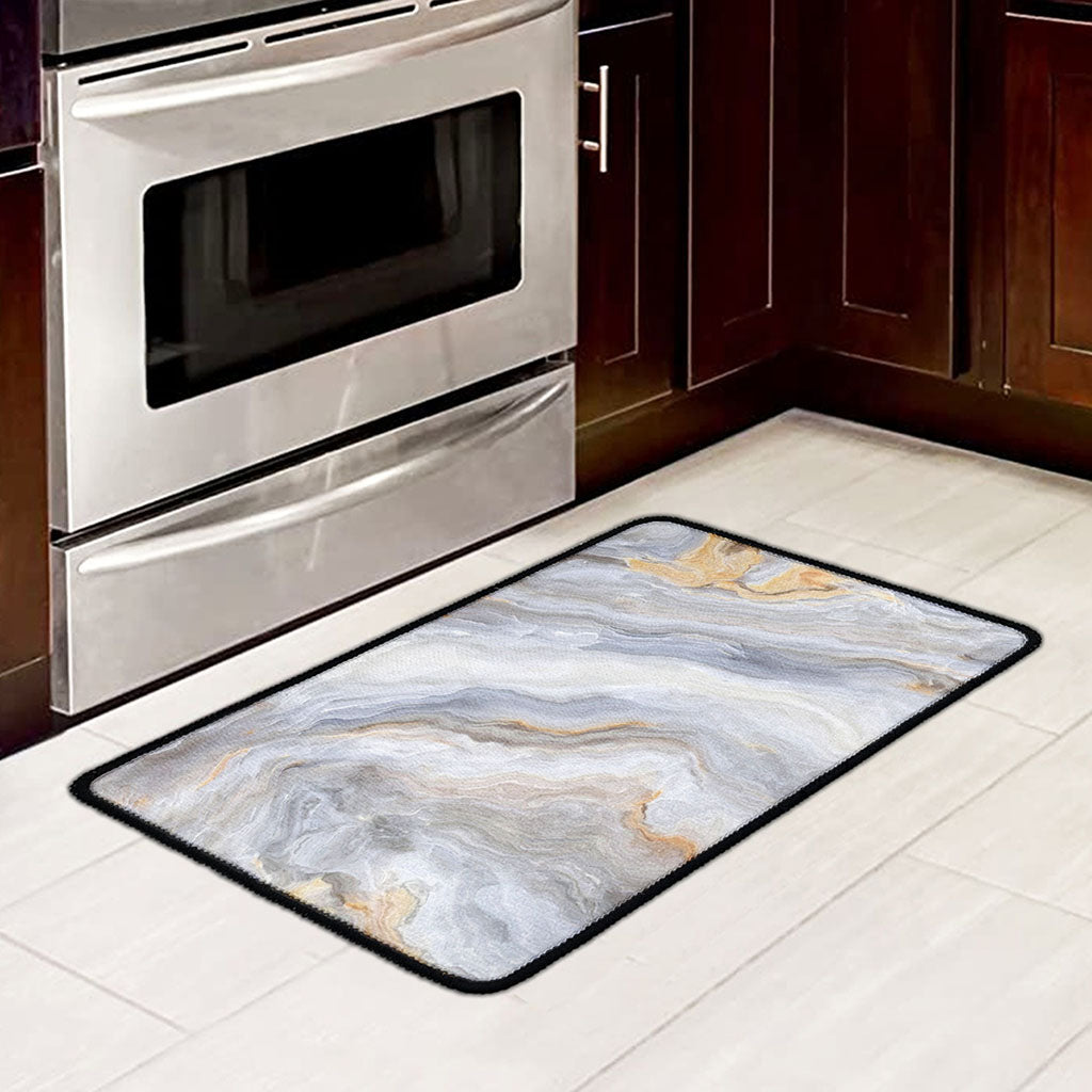 Grey Marble Print Kitchen Mat
