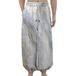 Grey Marble Print Lantern Pants