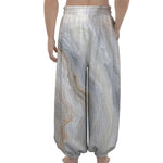 Grey Marble Print Lantern Pants