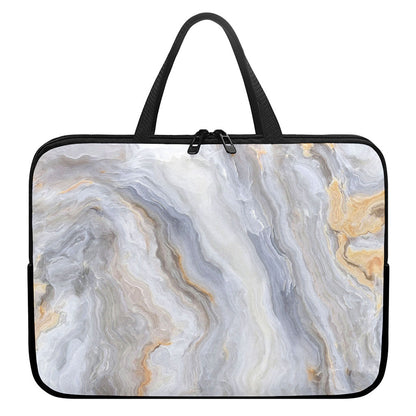 Grey Marble Print Laptop Sleeve With Handle