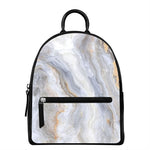 Grey Marble Print Leather Backpack