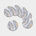 Grey Marble Print Leather Coaster Set