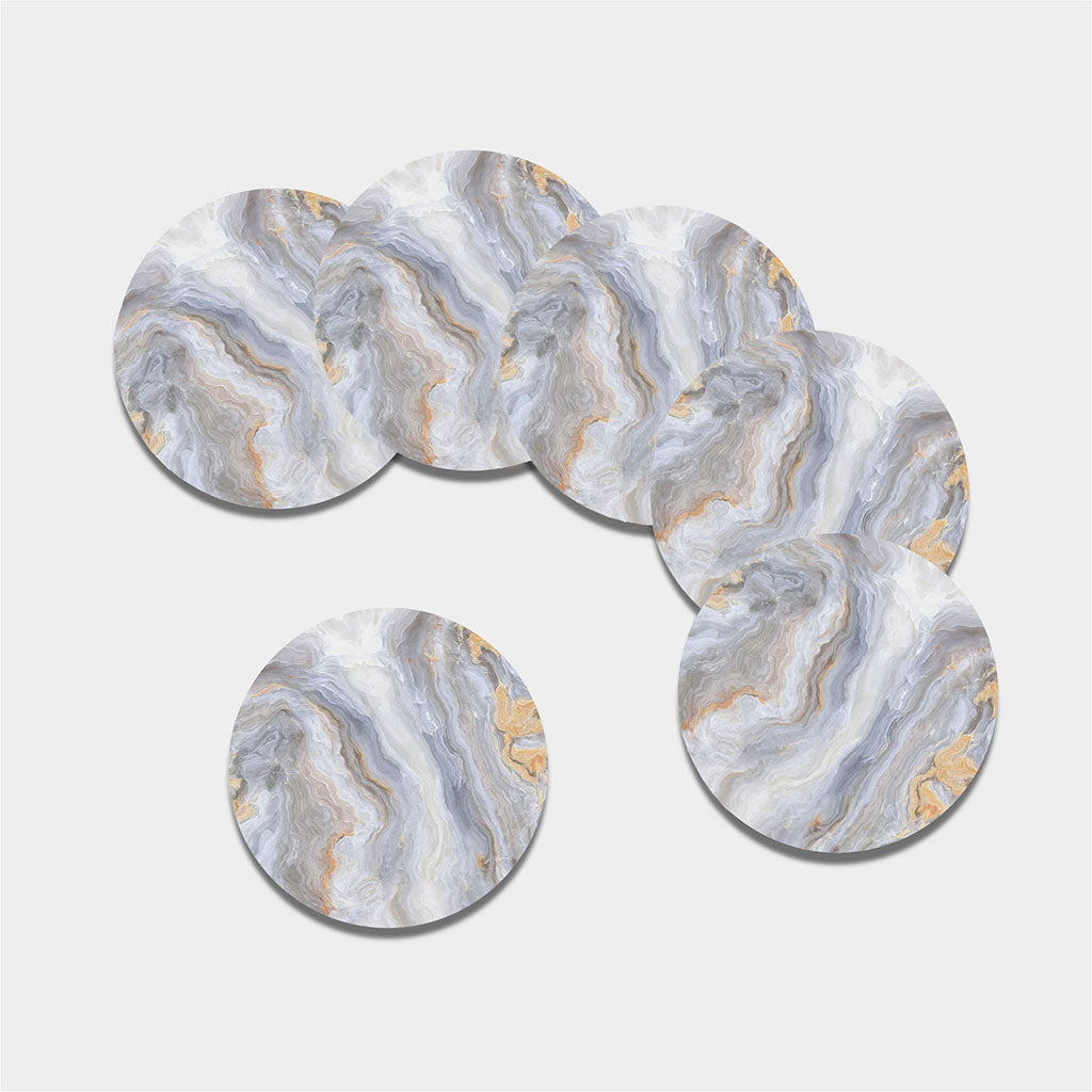 Grey Marble Print Leather Coaster Set