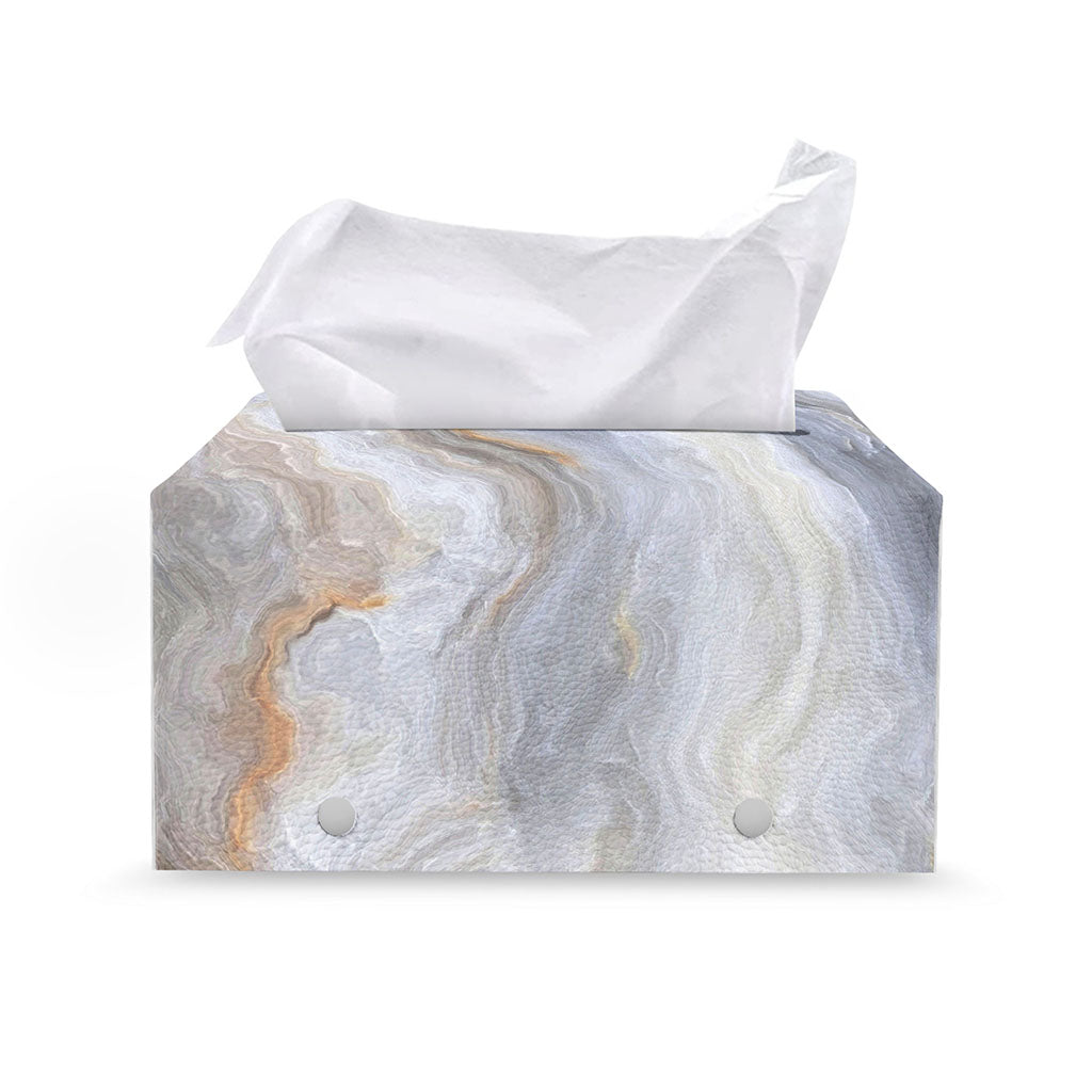 Grey Marble Print Leather Tissue Box Cover
