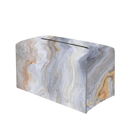 Grey Marble Print Leather Tissue Box Cover