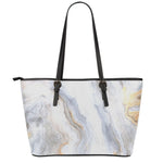 Grey Marble Print Leather Tote Bag
