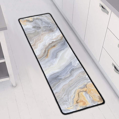 Grey Marble Print Long Kitchen Mat