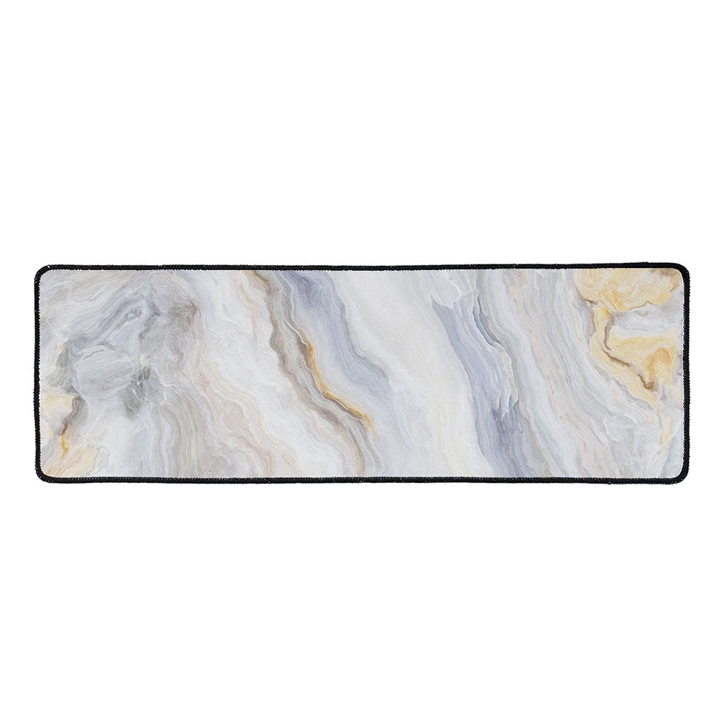 Grey Marble Print Long Kitchen Mat