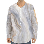 Grey Marble Print Long Sleeve Baseball Jersey