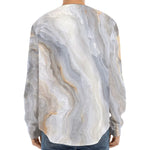 Grey Marble Print Long Sleeve Baseball Jersey