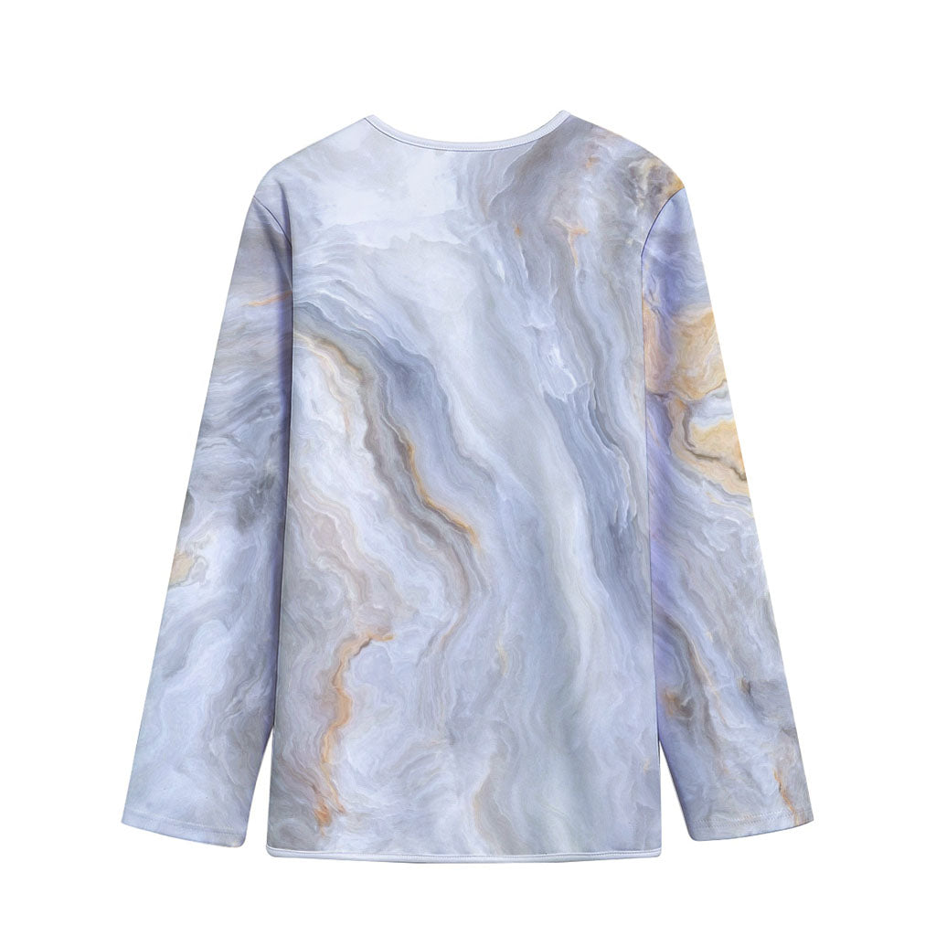 Grey Marble Print Long Sleeve Short Coat
