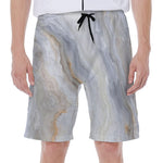Grey Marble Print Men's Beach Shorts