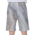 Grey Marble Print Men's Beach Shorts