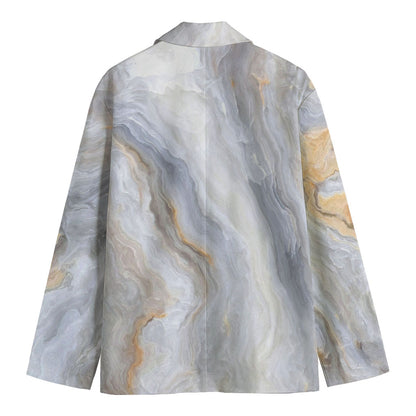Grey Marble Print Men's Cotton Blazer