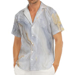 Grey Marble Print Men's Deep V-Neck Shirt