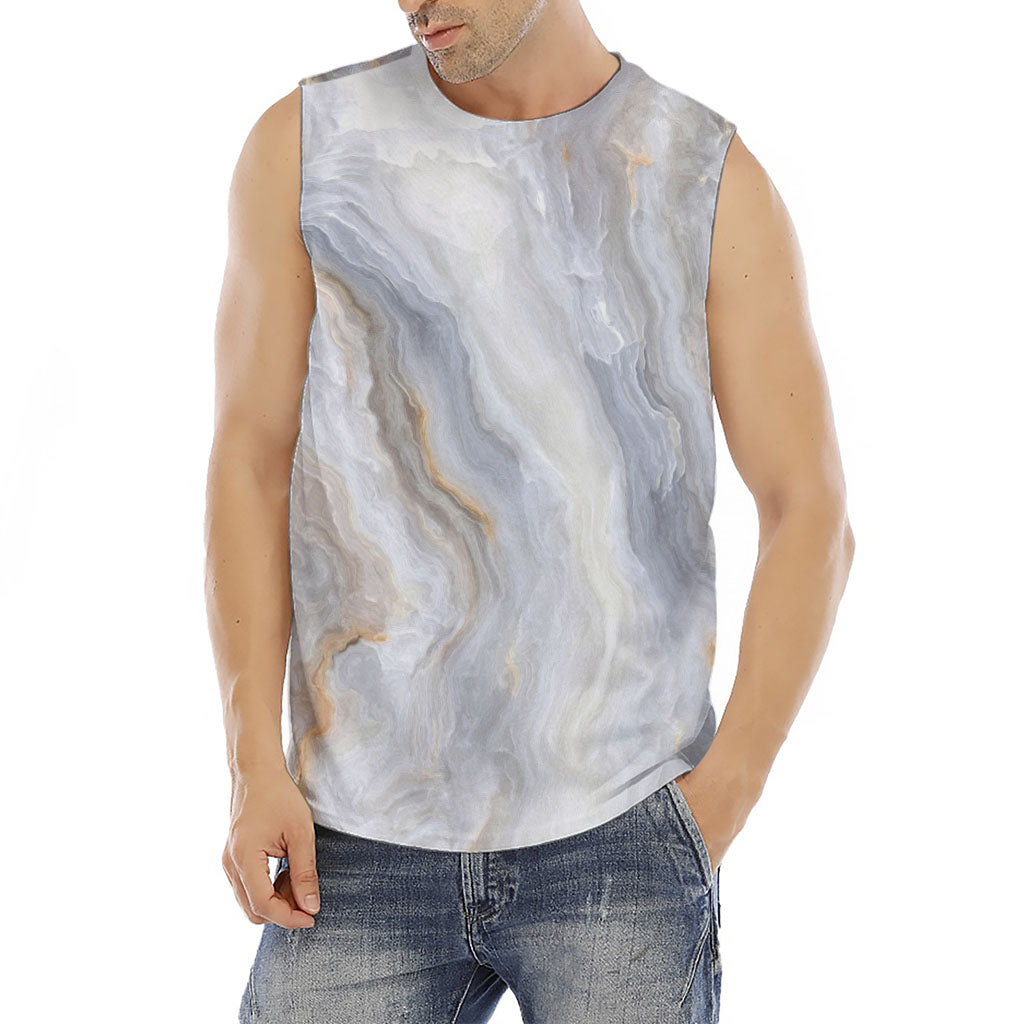 Grey Marble Print Men's Fitness Tank Top