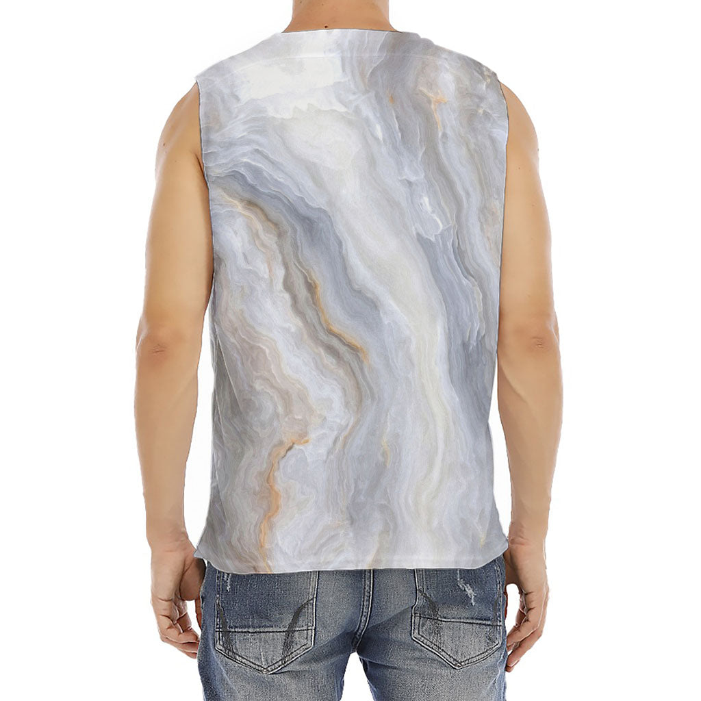 Grey Marble Print Men's Fitness Tank Top
